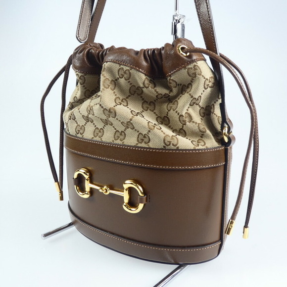 GUCCI GG Canvas Horsebit Bucket Shoulder Bag - Picture 1 of 15